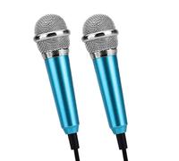 LALAFINA Mini Microphone Bleu en Métal Compact pour Enregistrement de Chansons, Pack de 2 Pièces, pour Karaoké et Chant sur Téléphone Portable Plusieurs styles