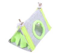 LALAFINA Nid Chaud pour Petits Animaux Vert en Bois et Tissu, Facile à Transporter, Lit Confortable pour Lapins et Chiots en Cage ou Transporteur