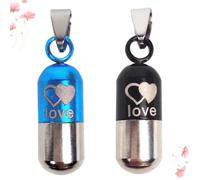 LALAFINA Pendentif pour Animaux en Acier Inoxydable Noir Anneau pour Collier, Lot de 2 Pièces, Identification Portable Anti-Perte pour Chien et Chat