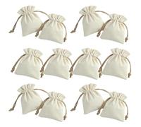 LALAFINA Petites Pochettes à Bijoux Rangement en Coton Lin Beige Lot de 12 et 7x9cm Cordon, Fermeture Pratique et Tissu Doux, pour Présentation de Présents