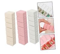 LALAFINA Pilulier Hebdomadaire Portable 7 Compartiments Plastique Pressable 3 Pièces Blanc, Rose, Abricot Maladie Voyage Rangement Stockage Remède Santé