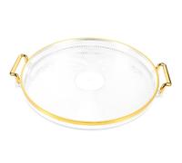 LALAFINA Plateau Rond Doré 11.6 Pouces Plateau de Service pour Desserts et Fruits Bordure Dorée pour Usage Domestique