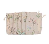 LALAFINA Pochettes à Bijoux avec Motifs Imprimés de Branches Fleuries Réutilisables à Cordon 50 en Coton et Lin Lot de 50 Paquet en Jute pour Fêtes et Mariages