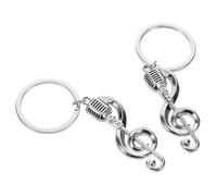 LALAFINA Porte-clés Musicien 2 Pcs en Alliage Argenté Notes de Musique et Microphone, Accessoire Créatif pour Paquet, Présent pour Fêtes Musicales et Enseignants