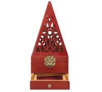 LALAFINA Porte-Parfum avec Tiroir en Acier Inoxydable Pyramide en Bois Brûleur de Parfum Support Parfum Pratique et Élégant pour Décoration de Bureau et Chambre
