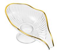 LALAFINA Porte-savonnette Transparent Bord Doré, Porte-savonnette Égouttoir Auto-drainant en Plastique, Assiette à Savonnette Légère pour Salle de Bain, Évier Cuisine, Accessoire Décoratif