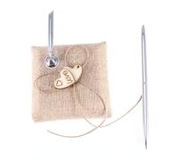 LALAFINA Porte-Stylos en Toile de Jute Cœurs en Bois pour Mariage Accessoire Élégant et Pratique Support Stylo de Mariage pour Livre d'Or