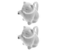 LALAFINA Pot de Lait Céramique 2 Pièces Forme Chat Blanc 50ml Facile à Nettoyer Ranger pour Restaurant et Lieux de Restauration