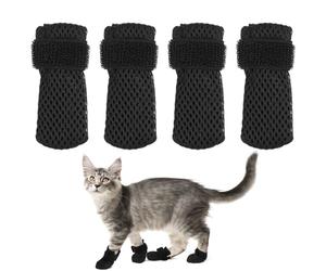 LALAFINA Protège-Griffes Chat 4 Pièces Ajustables Bottines Anti-Rayures Confortables pour Administration Remède Usage Domestique