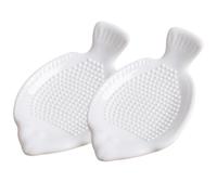 LALAFINA Râpes à Ail et Gingembre Facile à Nettoyer Lot de 2 et Forme Poisson en Céramique Blanche Accessoire Cuisine Sûr pour Légumes et Racines