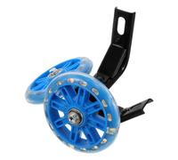 LALAFINA Roues Auxiliaires Latérales Réglables en Acier 12 Pouces Bleu | Support D'apprentissage Double Réglage Hauteur, Surface Roue Lisse, Armature Renforcée Acier