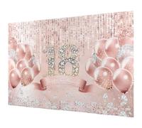 LALAFINA Toile de Fond 18 Ans Rose Gold Ballons Décoration Fête Anniversaire Bannière Photobooth Festive pour Intérieur et Extérieur Fournitures Décoration Anniversaire