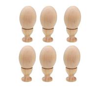 LALAFINA Œufs en Bois Naturels Non Peints pour Garçon et Filles - 6 Œufs à Décorer DIY 6 Supports D'œufs en Bois - Accessoires de Pâques pour Activités Manuelles et Décoration Intérieure
