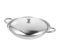 LALAFINA Wok et Polyvalent avec Double Poignées en Acier Inoxydable Facile à Nettoyer Cuisine Maison Grandes Casseroles de Nouilles