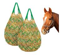 LALAGO 2 Pièces Filet à Foin pour Chevaux, Mailles de 6 x 6 cm (Vert) | Filet à Fourrage, Hay Net, Sac à Foin, Pour Chevaux, Chèvres et Moutons