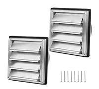 LALAGO 2 pièces Grille de ventilation 125mm, Clapet anti-retour Grille de protection contre les intempéries en acier inoxydable avec lamelles mobiles, Grille à lamelles Grille hotte aspirante Ø125mm