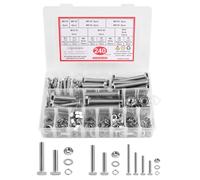 LALAGO 240 Pcs M6 M8 M10 Boulons et écrous Rondelles Assortiment Kit, 304 Inox Élastique Vis à Tête Hexagonale, Coffrets Boulons et écrous pour accessoires de fixation, bricolage