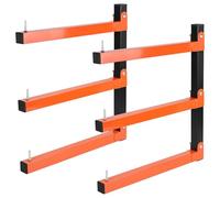 lalago 2pcs Étagères de Rangement pour Bois D'œuvre et de Garage Charge Maximale 150kg, Support Mural en Bois Robuste avec Crampons Antidérapants pour Vélos en Métal Orange à 3 Niveaux