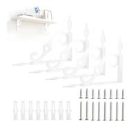 LALAGO 4 Pièces Equerre Etagere Murale, 19cm-Blanc-Vintage Support Etagere Murale, Supports Triangulaires Angulaires Droits de 90 Degrés, Equerre Charge Lourde pour Étagère de Livres Jardinage Cuisine