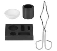 LALAGO 4 Pièces Kit de Fusion de Graphite, Haute Pureté Creuset Fonderie Graphite Kit, Creuset + Pince + Cuvette + Moule Combiné, Lingotière Ensemble pour Alliages de Platine, or, Argent et Laiton