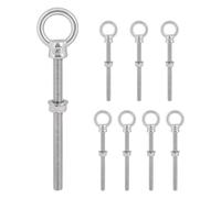 LALAGO 6 Pièces Boulons à Œil M8 x 100mm | Anneaux de Levage | Vis Piton à Visser Long en 304 Acier Inoxydable | Crochets à Visser avec Anneau, Boulon