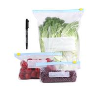 LALAGO 60 pcs Sac Congelation Reutilisable, 3 Tailles Sacs de Rangement Réutilisables, Alimentaire Sac Congelation Zip, Fermeture Étanches pour Conservation Légumes Fruits Viande Poissons et Pain
