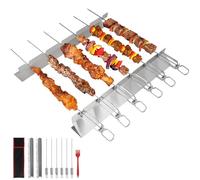 LALAGO 6pcs 41,3cm Brochettes pour Barbecue avec Support, Porte-Brochette en Acier Inoxydable, Brochettes à Viande avec Brosse et Sac pour les Barbecues au Charbon de Bois et Électriques