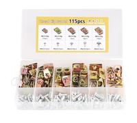 LALAGO Clip à Vis et Écrou de Kit, 115 Pcs M4 M5 M6 M8 de Vis et Écrous de Fixation pour Garde-Boue de Voiture, Écrous Fixation Type U Clips Ecrou, Type U Sous Support de Passage Roue Kit