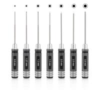 LALAGO Jeu de 7 tournevis hexagonaux, jeu d'outils RC, tournevis à six pans creux, outils à main pour voitures RC, bateaux, drones de course (0,9 mm, 1,27 mm, 1,3 mm, 1,5 mm, 2 mm, 2,5 mm, 3 mm)