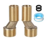 LALAGO Lot de 2 S-Raccord G1/2 à G3/4, Raccord Excentré Mitigeur Bain Douche Réglable 135-165mm, Raccord de Tuyau en Laiton Excentré, Accessoires de Connexion de Tube D'eau, Bras Pivotant d'Adaptateur