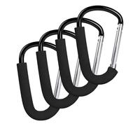 LALAGO Lot de 4 Crochet pour Poussette, 16x10cm Universelles Crochets pour Bébé, Grands mousquetons Solides et durables pour Sac de Courses, Poussette Mousqueton Crochets de Grande Taille