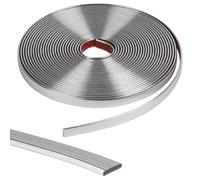 Lalago Moulures décoratives flexibles autocollantes 10 m Argentées En stuc 3D Décollez et collez Pour bricolage, sol, bords de carrelage et décoration d'angle