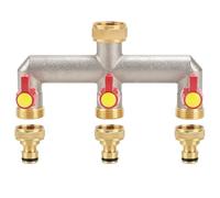 LALAGO Répartiteur de robinet 3 voies en laiton pour tuyau d'arrosage - Régulation du débit d'eau - Adaptateur de tuyau 3/4" - Distributeur d'eau de jardin