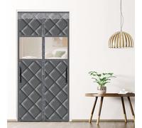 lalago Rideau Isolant Thermique avec Magnétique, 80x200cm Isolant Thermique Isolation Porte, Rideau de Porte Magnétique à Isolation Thermique, au Froid et au Bruit, Adapté aux Animaux (avec Fenêtre)