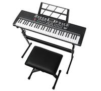 LALAHO Clavier Piano 61 Touches avec Support de Clavier, Banc de Piano, Piano Numérique avec Casque, Pupitre, Microphone, Écran LED, pour Débutants (Noir)