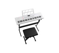 LALAHO - Kit complet piano numérique ,Clavier électronique pour débutant 61 touches avec stand banc de clavier - Blanc + Noir