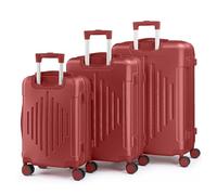LALAHO Lot de 2/3 valises de voyage avec valise cosmétique, coque rigide en ABS, avec poignée télescopique, bagage à main et protections d'angle, Bordeaux - 3, Kofferset 3tlg