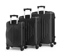 LALAHO Lot de 2/3 valises de voyage avec valise cosmétique, coque rigide en ABS, avec poignée télescopique, bagage à main et protections d'angle, Noir-3, Kofferset 3tlg