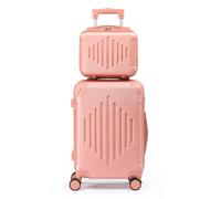 LALAHO Lot de 2/3 valises de voyage avec valise cosmétique, coque rigide en ABS, avec poignée télescopique, bagage à main et protections d'angle, Or rose 2., Kofferset 2tlg