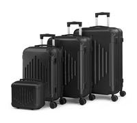 LALAHO Lot de 4 valises de voyage avec mallette cosmétique, coque rigide en ABS, avec mallette de maquillage, bagage à main et 4 protections d'angle, Noir-2, Kofferset 4tlg(Rauten)