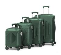 LALAHO Lot de 4 valises rigides - Valises de voyage avec roulettes - Grandes valises en ABS - Bagages à main avec protection des coins, Vert foncé-1, Kofferset 4tlg(Rauten)