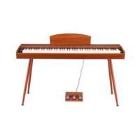 LALAHO Piano électrique 88 touches lesté, piano numérique pour débutants, clavier avec unité à 3 pédales, support à quatre pieds, double Bluetooth, haut-parleurs stéréo, rouge marron