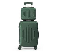 LALAHO Set de 2 Valises avec Vanity Case, Grande Taille, Valise Cabine, Petite, ABS avec Coins Renforcés, roulettes Pivotantes 360°, Cadenas et Poignée Télescopique (Vert Foncé)