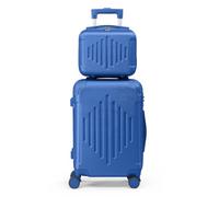 LALAHO Set de 2 Valises avec Vanity Case, Grande Taille, Valise Cabine, Petite, ABS avec Coins Renforcés, roulettes Pivotantes 360°, Cadenas et Poignée Télescopique (Azur)