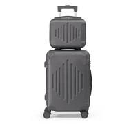 LALAHO Set de 2 Valises avec Vanity Case, Grande Taille, Valise Cabine, Petite, ABS avec Coins Renforcés, roulettes Pivotantes 360°, Cadenas et Poignée Télescopique (Gris foncé)
