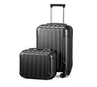 LALAHO Set de 2 Valises de Voyage avec Vanity Case, Grande Taille, Valise Cabine, Petite, ABS+PC avec roulettes Pivotantes 360°, Cadenas et Poignée Télescopique, Design dégradé (Noir)