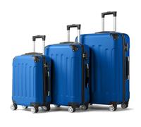 LALAHO Set de 3 Valises de Voyage, Valise Grande Taille, Valise Cabine, Petite Valise, ABS avec Coins Renforcés, roulettes Pivotantes 360°, Cadenas et Poignée Télescopique (Bleu Foncé)