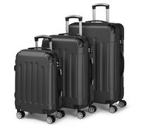 LALAHO Set de 3 Valises de Voyage, Valise Grande Taille, Valise Cabine, Petite Valise, ABS avec Coins Renforcés, roulettes Pivotantes 360°, Cadenas et Poignée Télescopique (Noir)