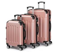 LALAHO Set de 3 Valises de Voyage, Valise Grande Taille, Valise Cabine, Petite Valise, ABS avec Coins Renforcés, roulettes Pivotantes 360°, Cadenas et Poignée Télescopique (Or Rose)