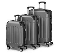LALAHO Set de 3 Valises de Voyage, Valise Grande Taille, Valise Cabine, Petite Valise, ABS avec Coins Renforcés, roulettes Pivotantes 360°, Cadenas et Poignée Télescopique (Gris foncé)